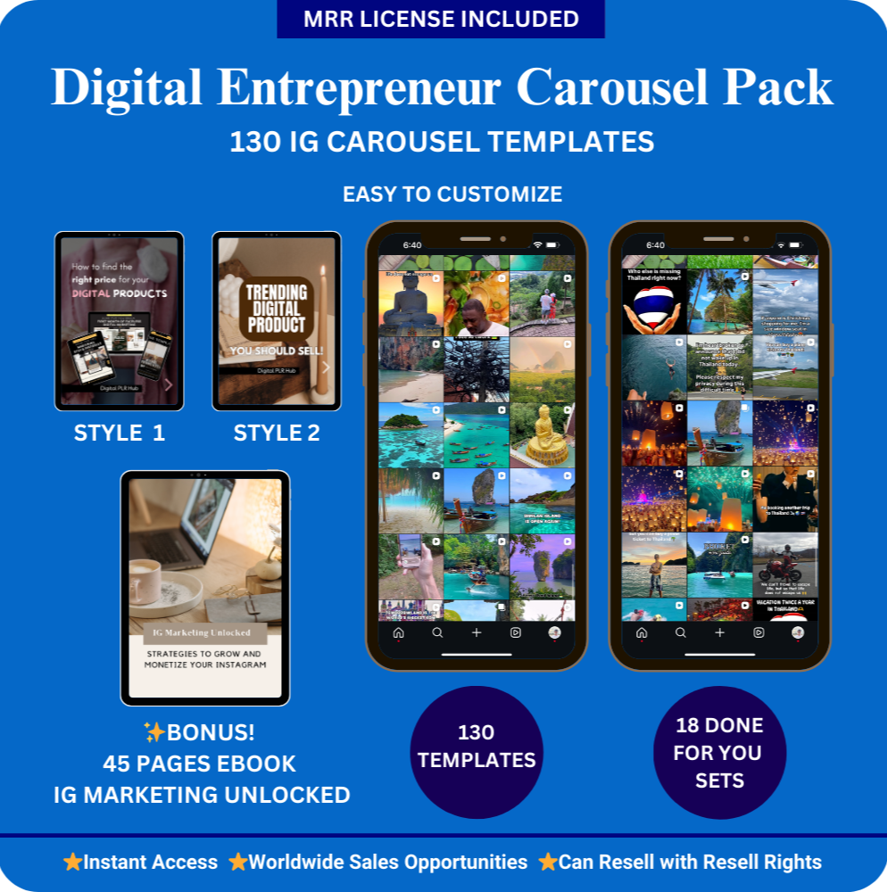 Digital Entrepreneur Carousel Pack mrr plr