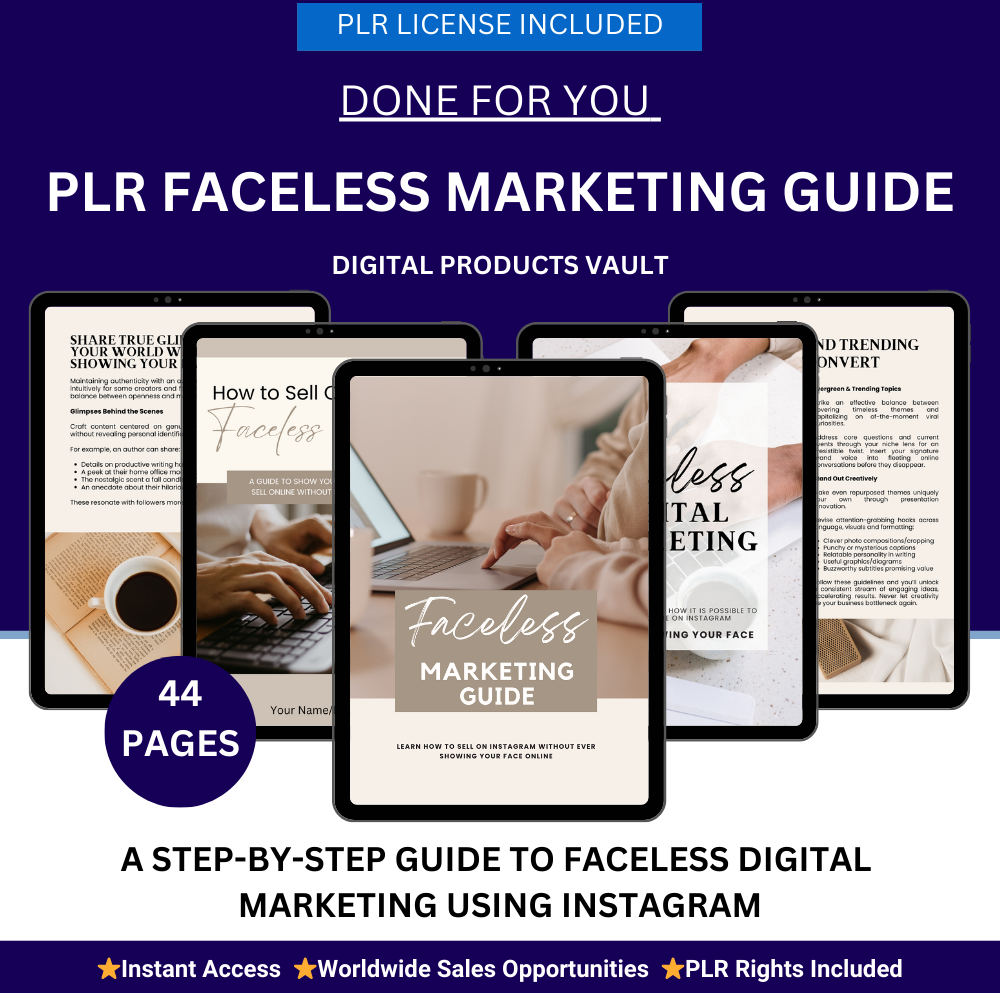 PLR FACELESS MARKETING GUIDE plr mrr